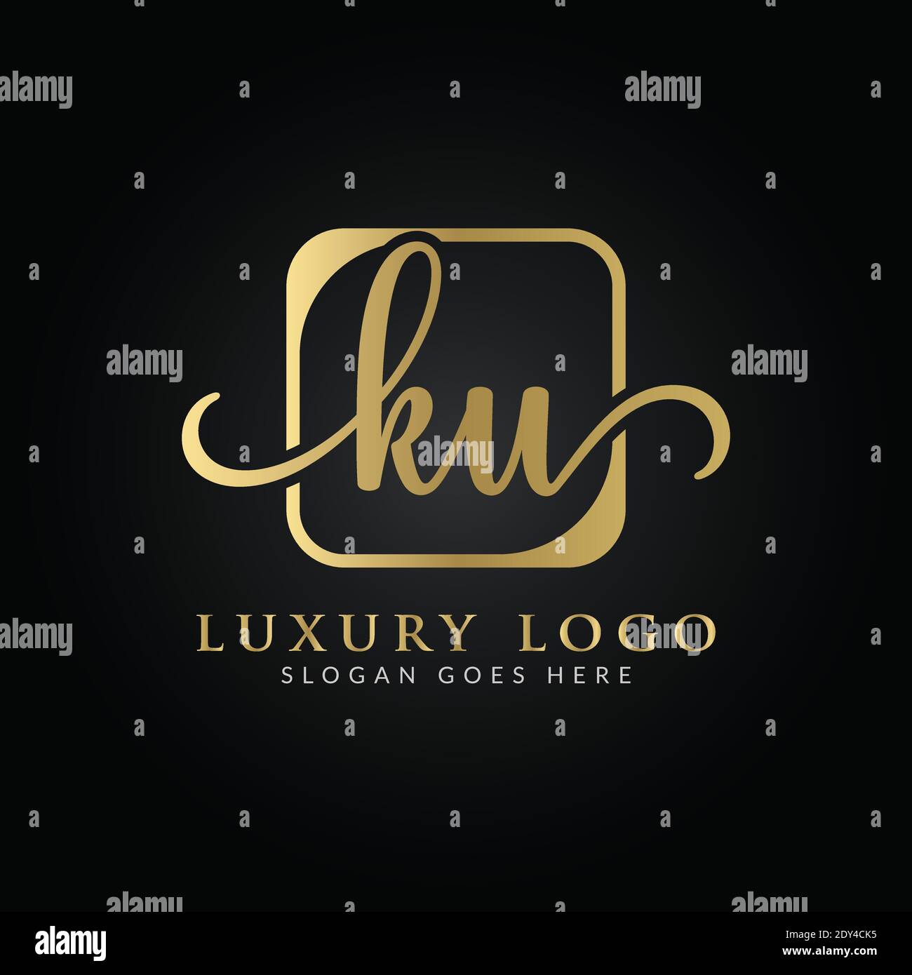 Modello vettoriale di progettazione logo KU con lettera collegata. Illustrazione grafica vettoriale di Creative Abstract KU Luxury Logo Design Illustrazione Vettoriale