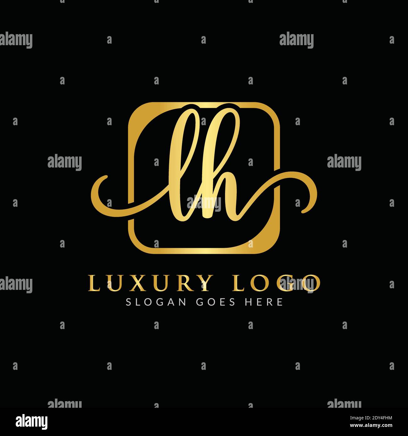 Modello vettoriale iniziale di progettazione del logo della lettera LH. Design con logo Luxury Letter LH Illustrazione Vettoriale