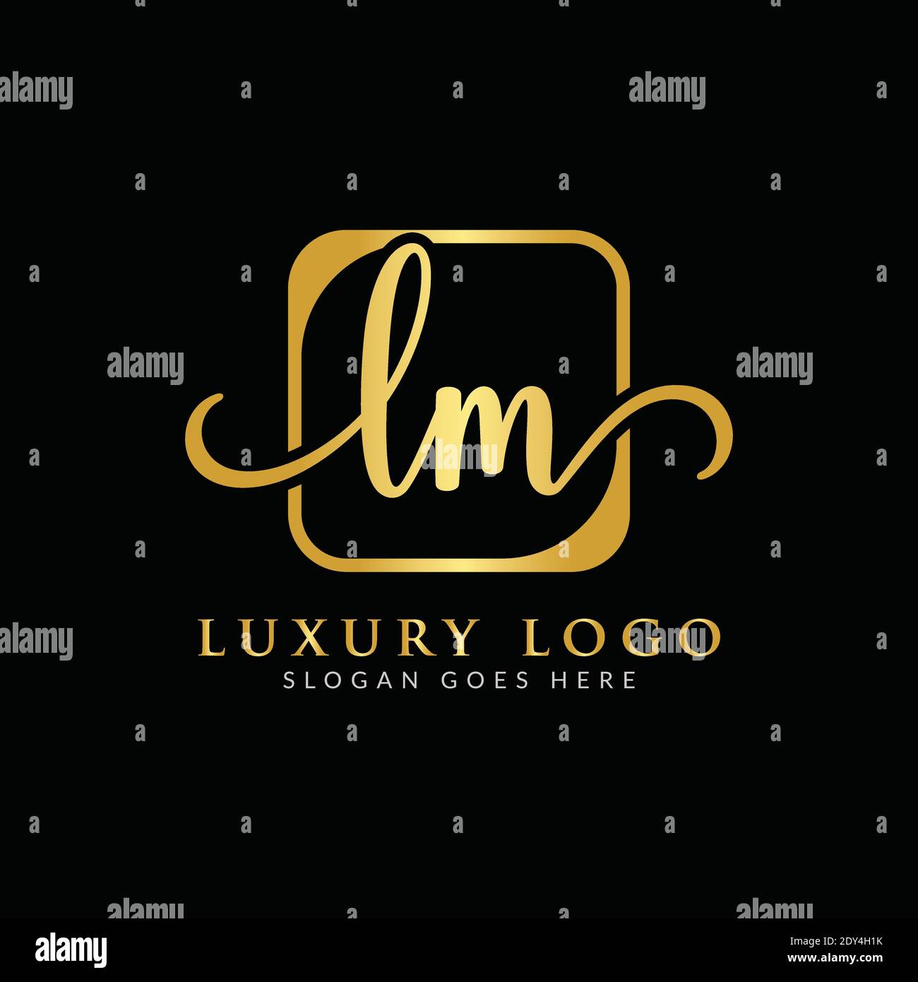 Modello vettoriale di progettazione del logo della lettera LM iniziale. Design con logo Letter LM di lusso Illustrazione Vettoriale