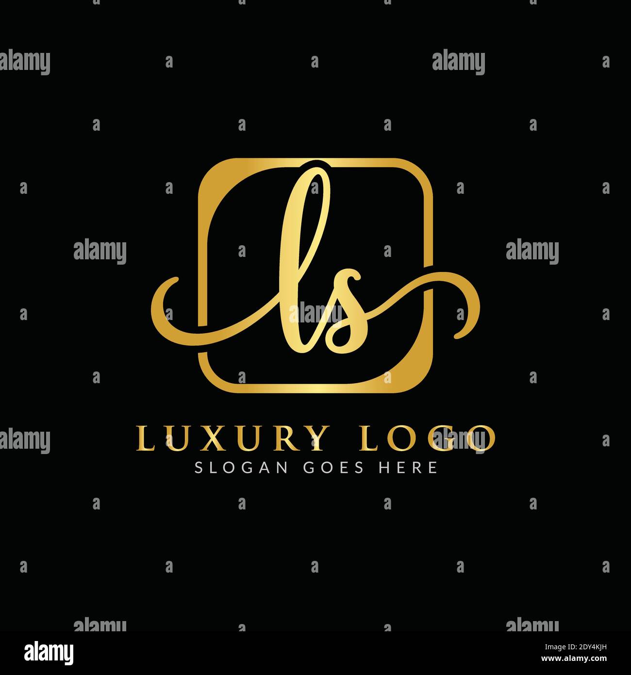 Modello vettoriale iniziale di progettazione del logo della lettera LS. Design con logo Luxury Letter LS Illustrazione Vettoriale