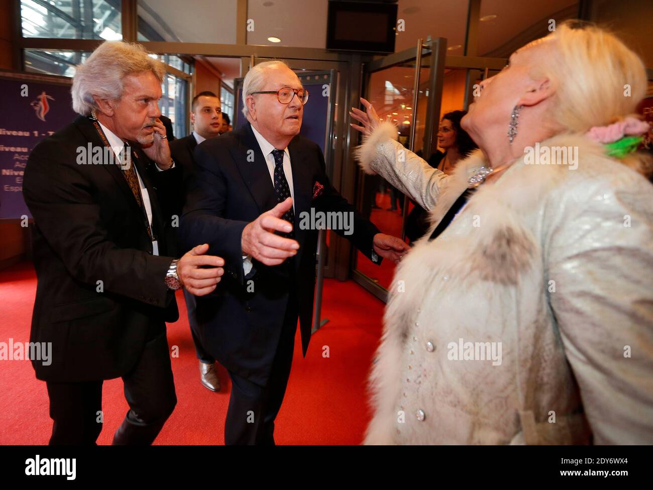 Jean-Marie le Pen partecipa al quindicesimo congresso del partito, a Lione, Francia, il 29 novembre 2014. Foto di Patrick Bernard/ABACAPRESS.COM - Lione Foto Stock