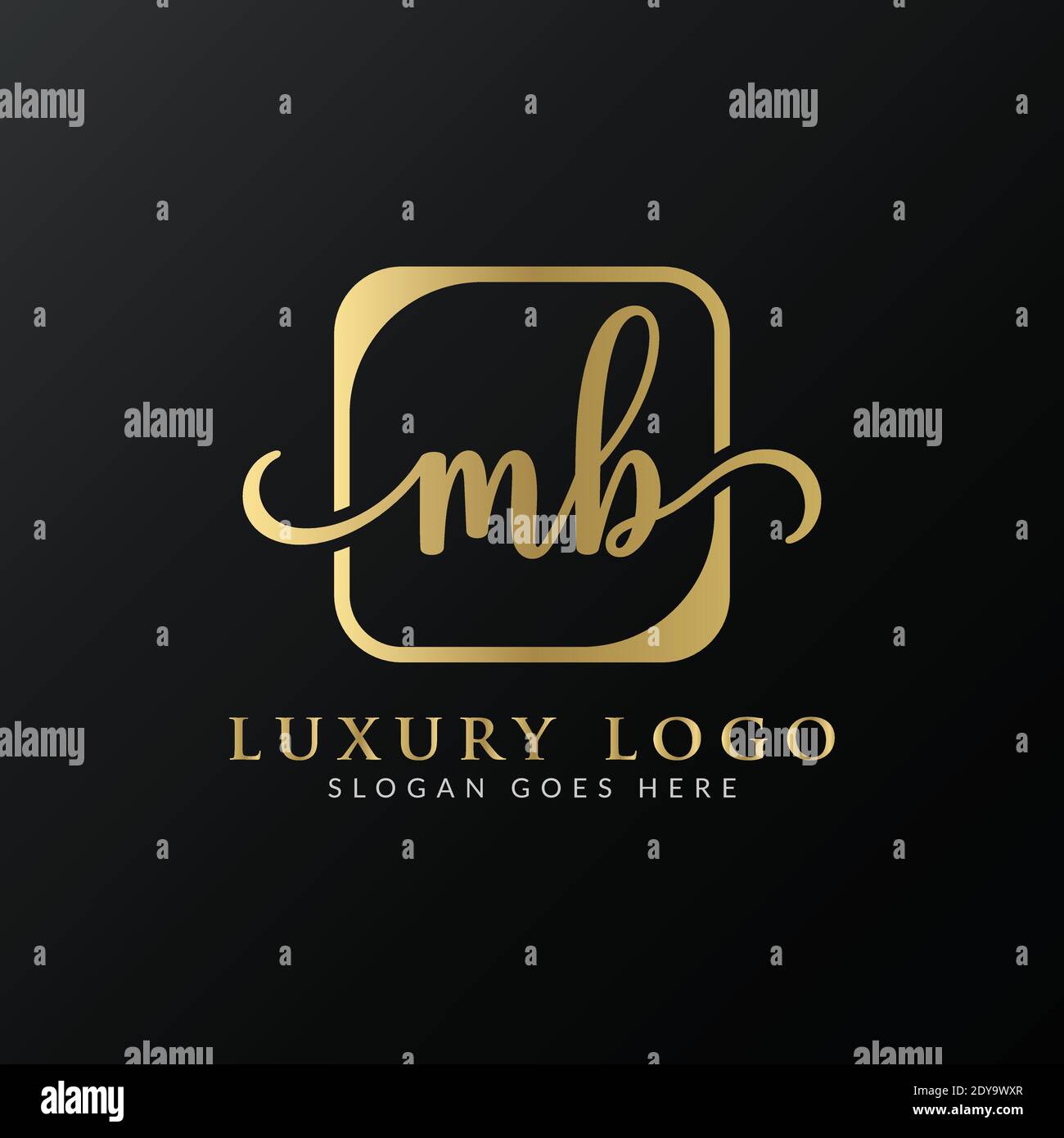 Modello vettoriale iniziale di progettazione logo con lettera MB. Design con logo Letter MB di lusso Illustrazione Vettoriale