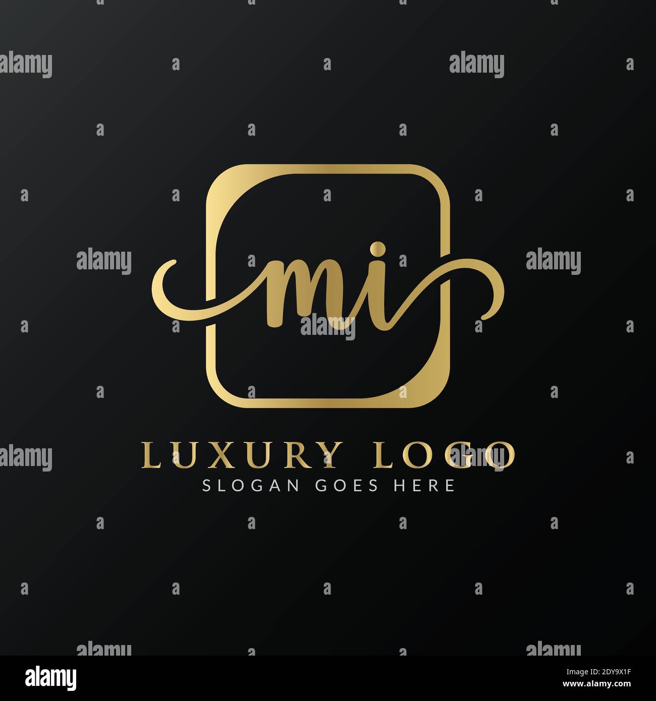 Modello vettoriale iniziale di progettazione del logo DELLA lettera MI. Design con logo Letter MI di lusso Illustrazione Vettoriale