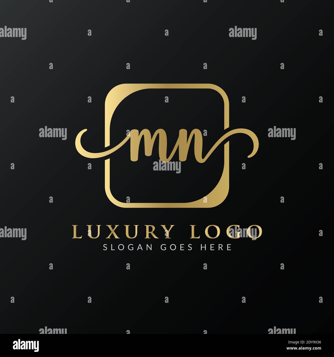 Modello vettoriale iniziale di progettazione del logo della lettera MN. Design con logo Letter MN di lusso Illustrazione Vettoriale