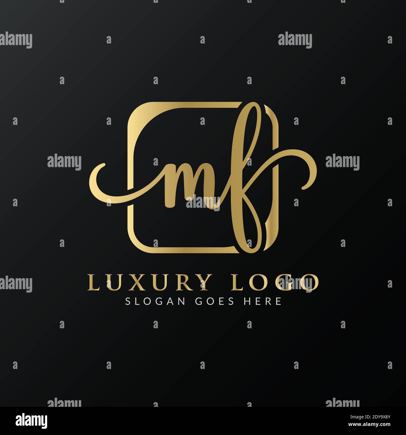 Modello vettoriale iniziale di progettazione del logo della lettera MF. Design con logo MF Luxury Letter Illustrazione Vettoriale