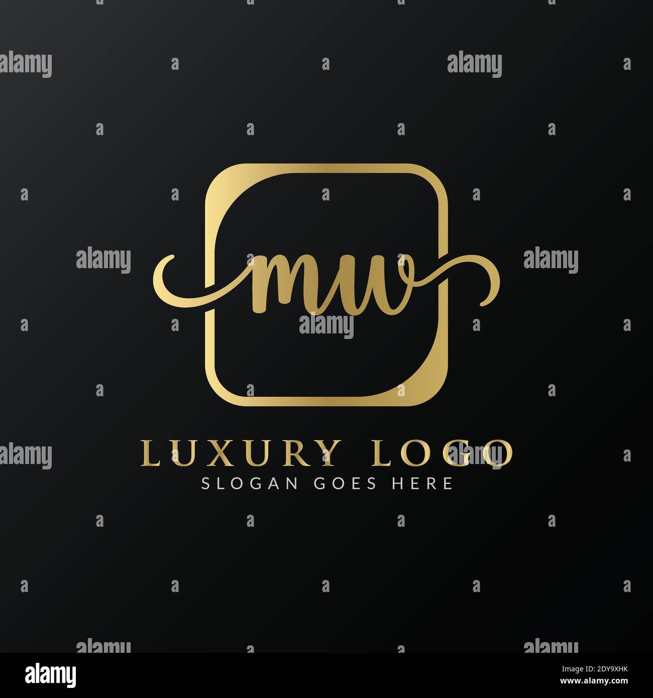 Modello vettoriale iniziale di progettazione del logo della lettera MW. Design con logo Luxury Letter MW Illustrazione Vettoriale