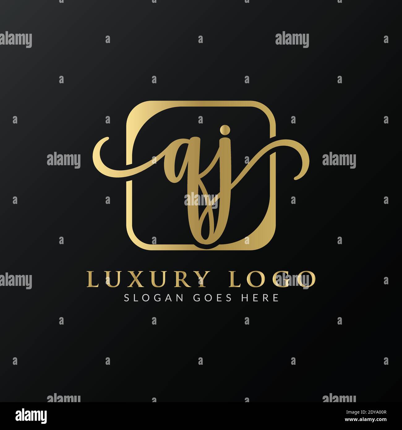 Lettera iniziale modello vettoriale di progettazione del logo QJ. Design moderno e lussuoso con logo QJ Letter Illustrazione Vettoriale