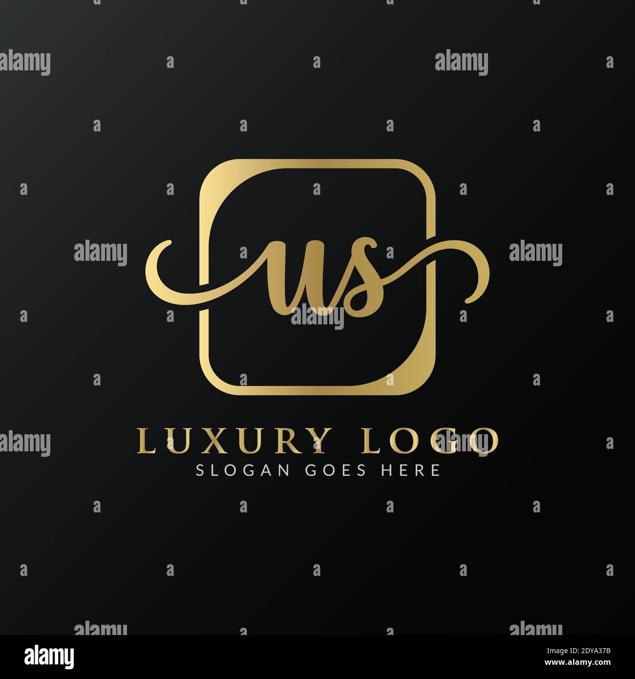 Modello vettoriale di progettazione del logo della lettera USA iniziale. Design astratto con logo US Luxury Letter Illustrazione Vettoriale