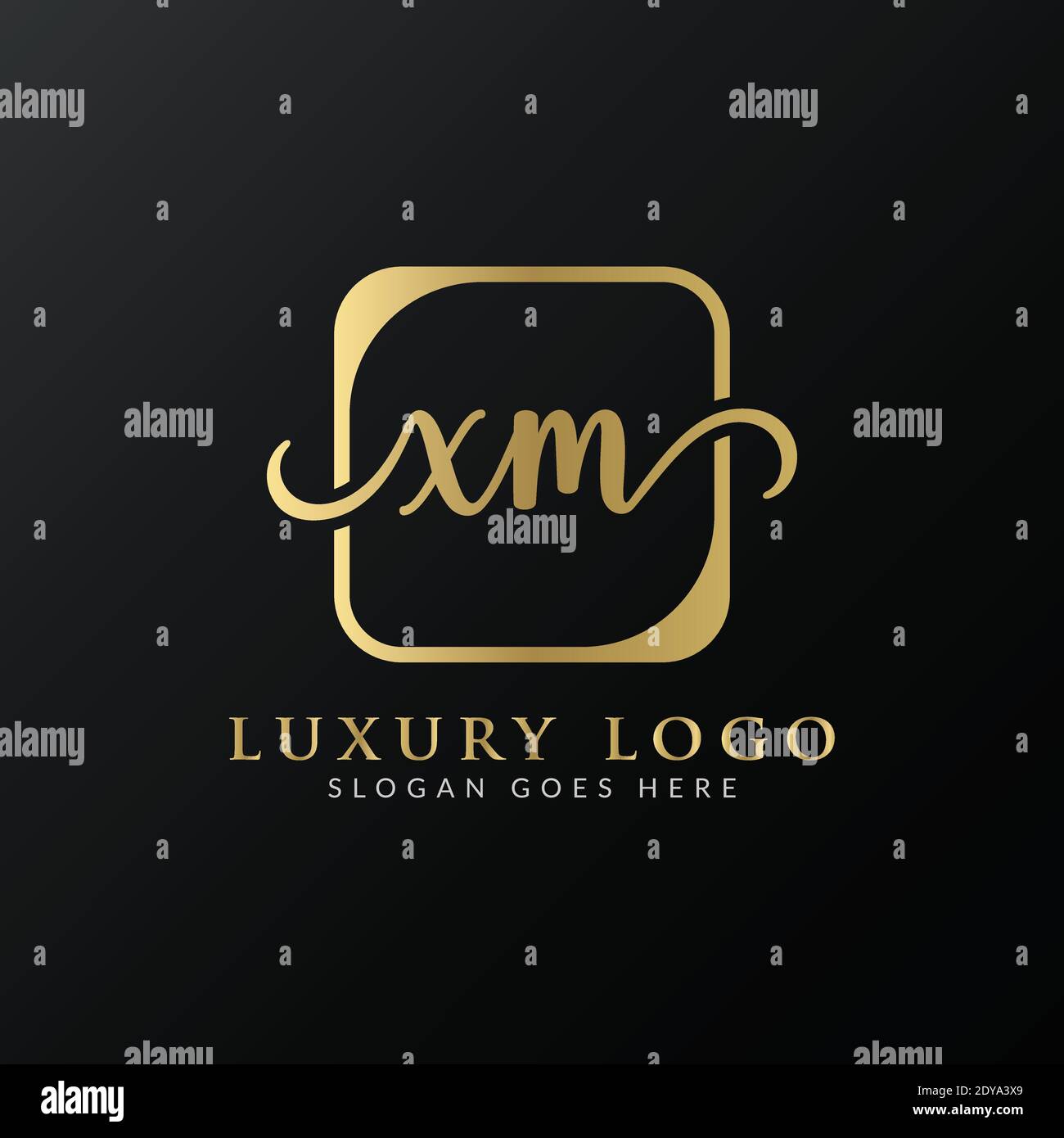 Modello vettoriale per il design del logo XM Creative Letter. Design iniziale con logo Letter XM di lusso Illustrazione Vettoriale