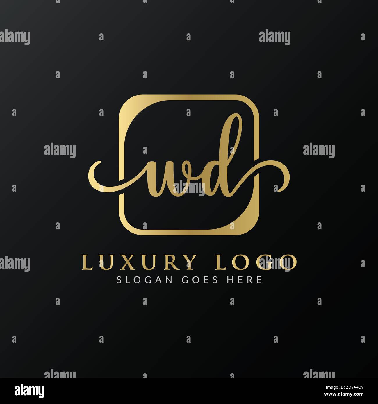 Modello vettoriale di progettazione del logo WD Creative letter. Design iniziale con logo lettera WD di lusso Illustrazione Vettoriale