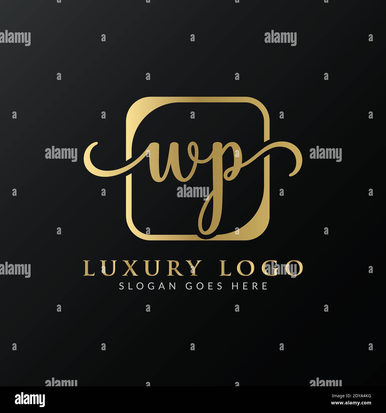 Modello vettoriale per il design del logo WP Creative Letter. Design iniziale con logo WP Luxury Letter Illustrazione Vettoriale