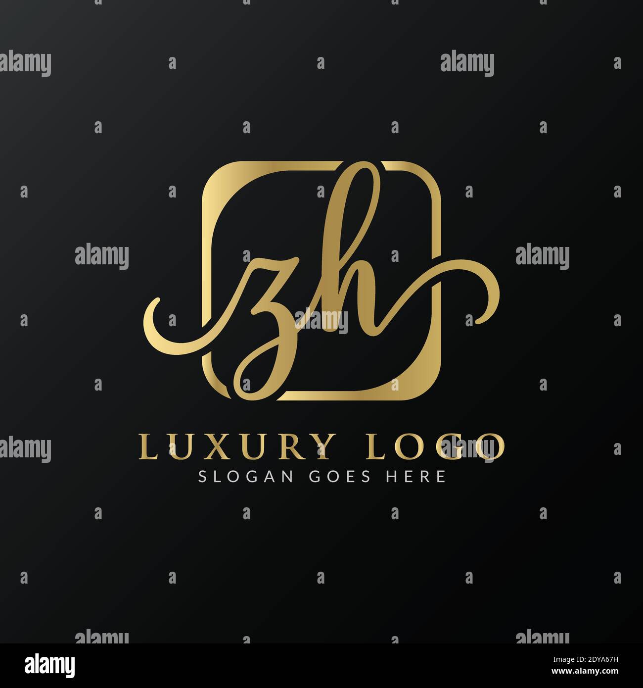 Modello vettoriale per la progettazione del logo ZH. Illustrazione iniziale di ZH Vector Letter Luxury Illustrazione Vettoriale