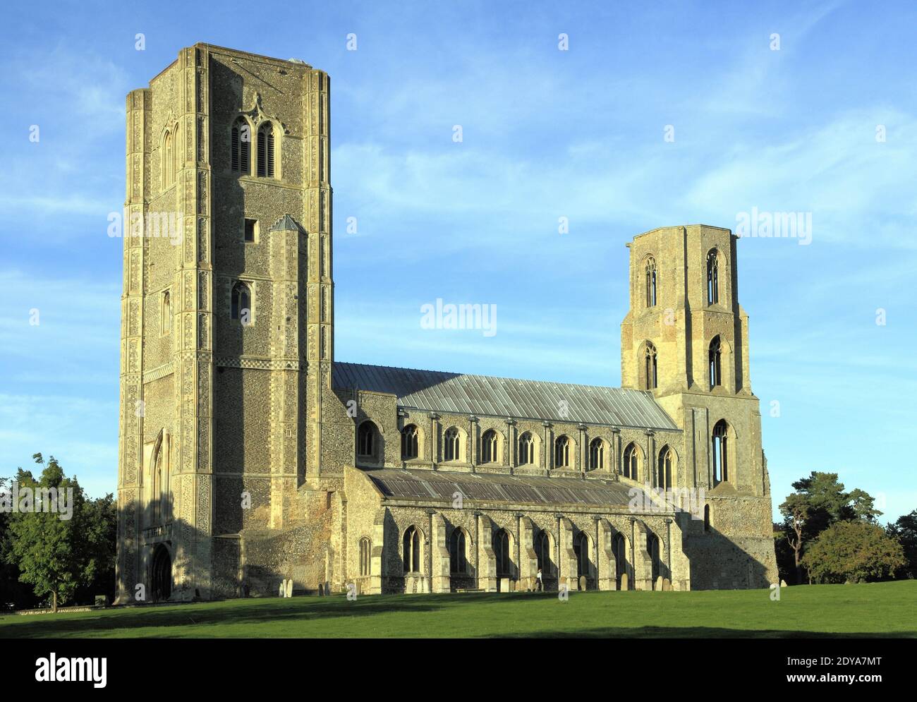Wymondham Abbey, torri, architettura medievale, Norfolk, Inghilterra, Regno Unito Foto Stock