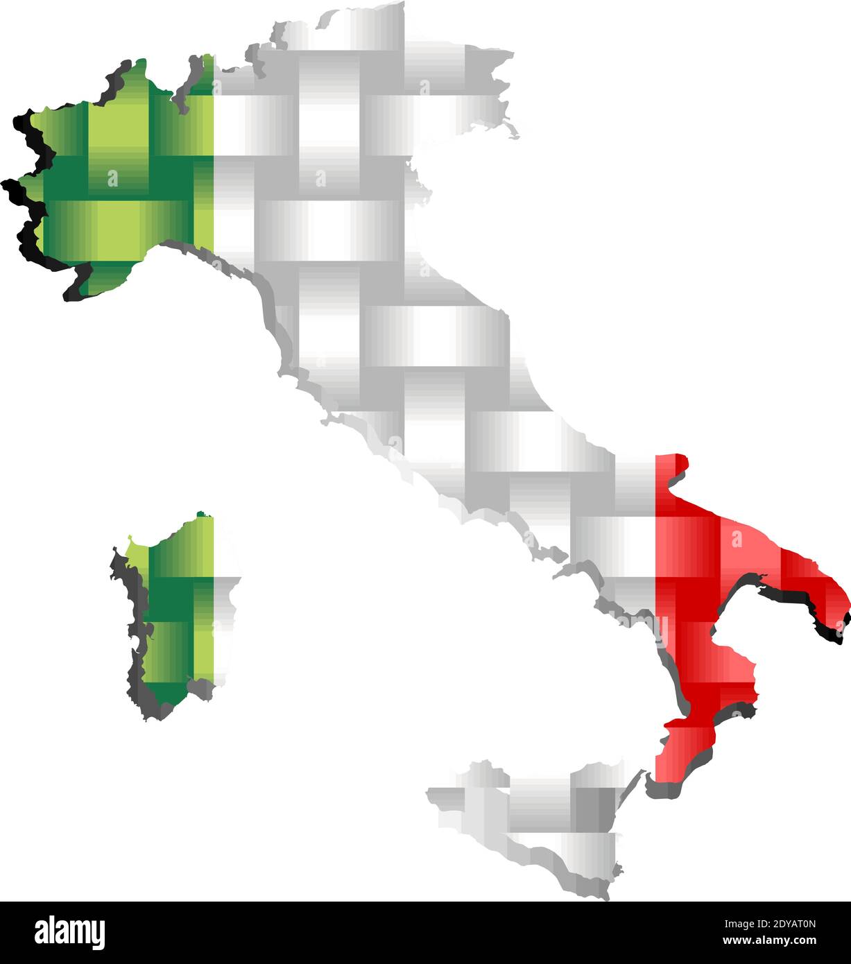 Mappa dell'Italia - Illustrazione, Mappa tridimensionale dell'Italia Illustrazione Vettoriale