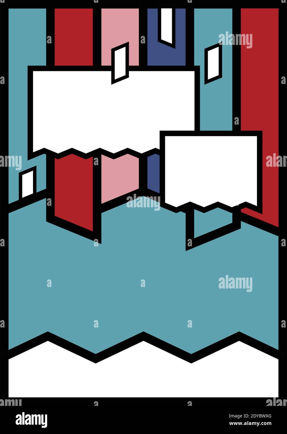 Annuncio di poster vettoriale vuoto per festival, feste, congressi, meeting, formazione online. Il testo pronto per la copia è per titolo, sottotitolo, data, posizione, Illustrazione Vettoriale