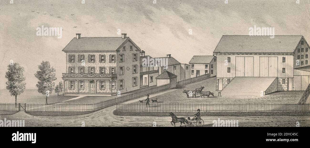 Antica incisione 1875, residenza di J. Hoffman Hershey, Esquire, West Hempfield Township, Lancaster County, Pennsylvania. FONTE: INCISIONE ORIGINALE Foto Stock