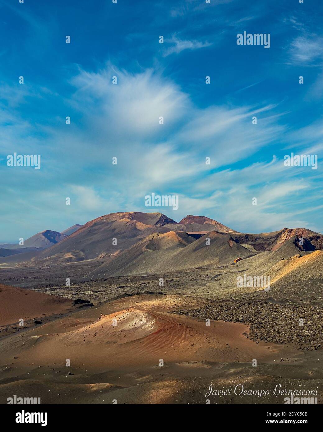 vista sui vulcani in un parco nazionale in spagna Foto Stock