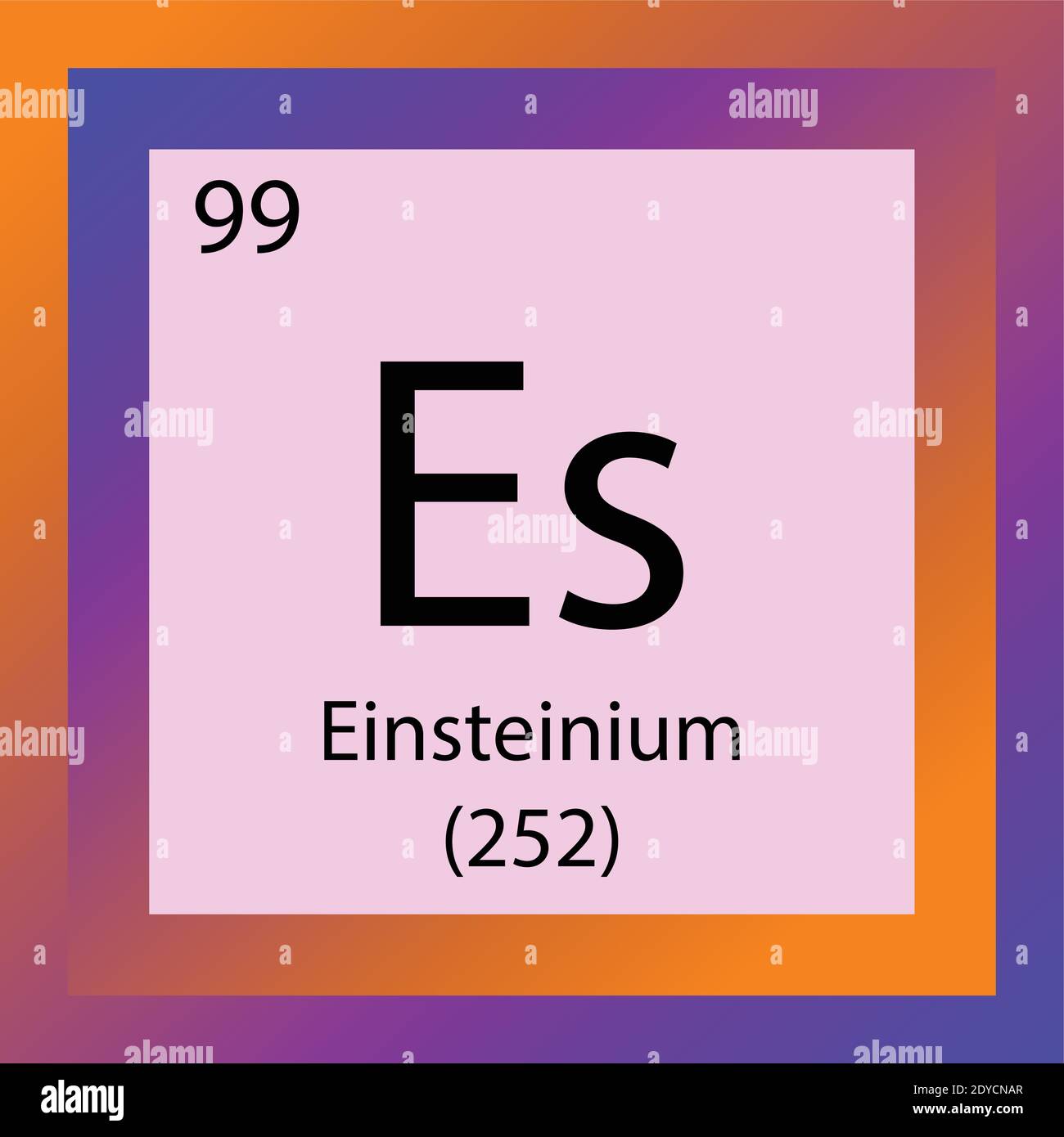Es Einsteinium Chemical Element Tavola periodica. Illustrazione vettoriale a elemento singolo, icona dell'elemento attinico con massa molare e numero atomico. Illustrazione Vettoriale