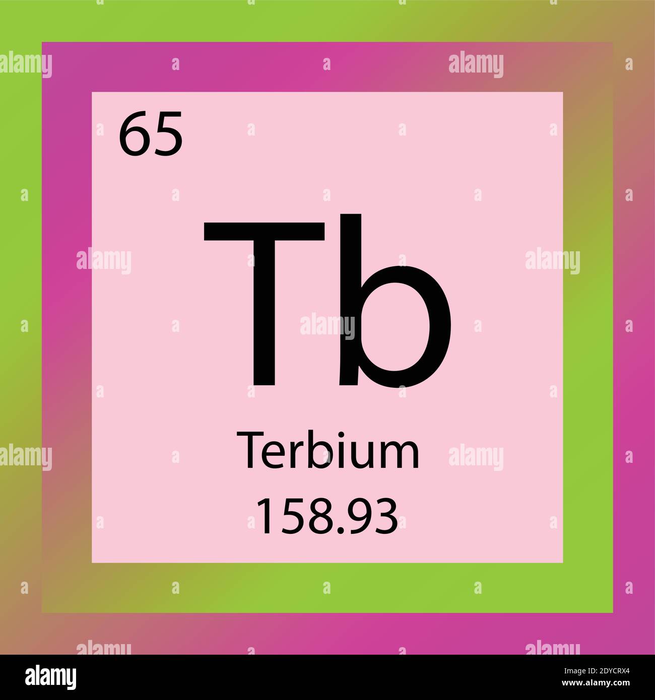 TB terbio Tabella periodica degli elementi chimici. Illustrazione vettoriale a elemento singolo, icona dell'elemento lantanide con massa molare e numero atomico. Illustrazione Vettoriale