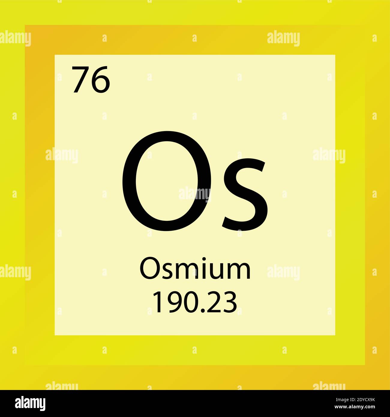 OS osmio elemento chimico Tavola periodica. Illustrazione vettoriale a elemento singolo, icona dell'elemento dei metalli di transizione con massa molare e numero atomico. Illustrazione Vettoriale