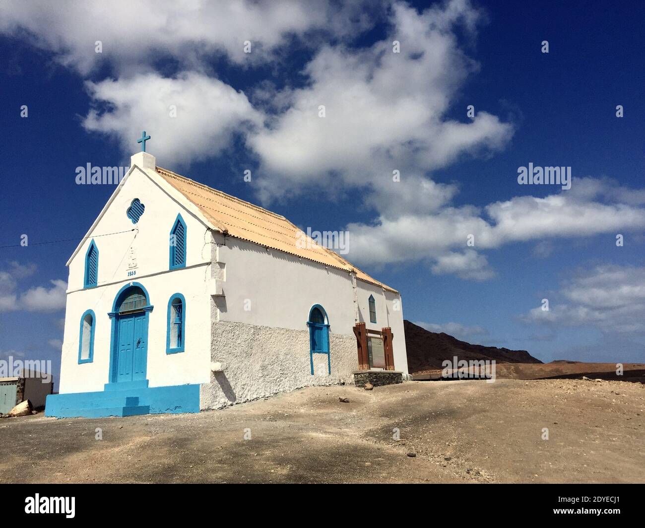 Un closeup di una chiesa di Signora della compassione sull'isola di SAL, Pedra de Lume, Isole di Capo Verde, Africa Foto Stock