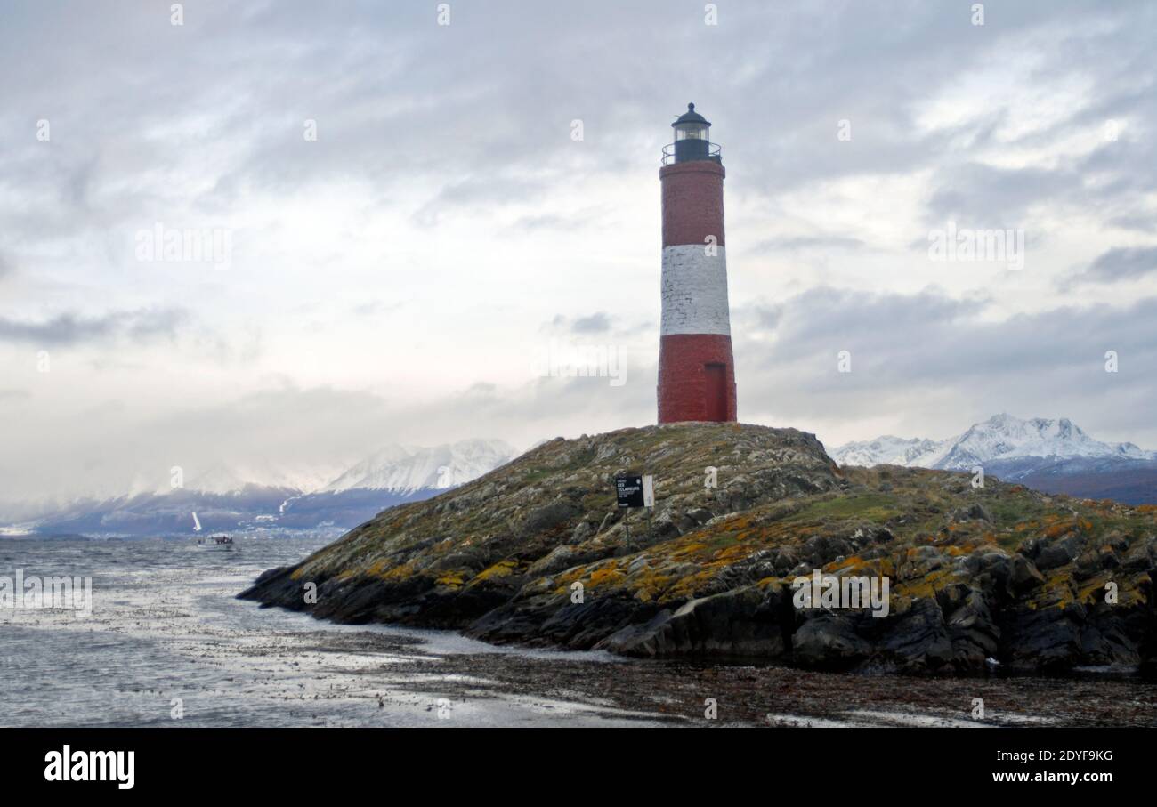 Faro Les Eclaireurs - Faro alla fine del mondo ('Faro del fin del Mundo'), Ushuaia, Tierra del Fuego, Argentina Foto Stock