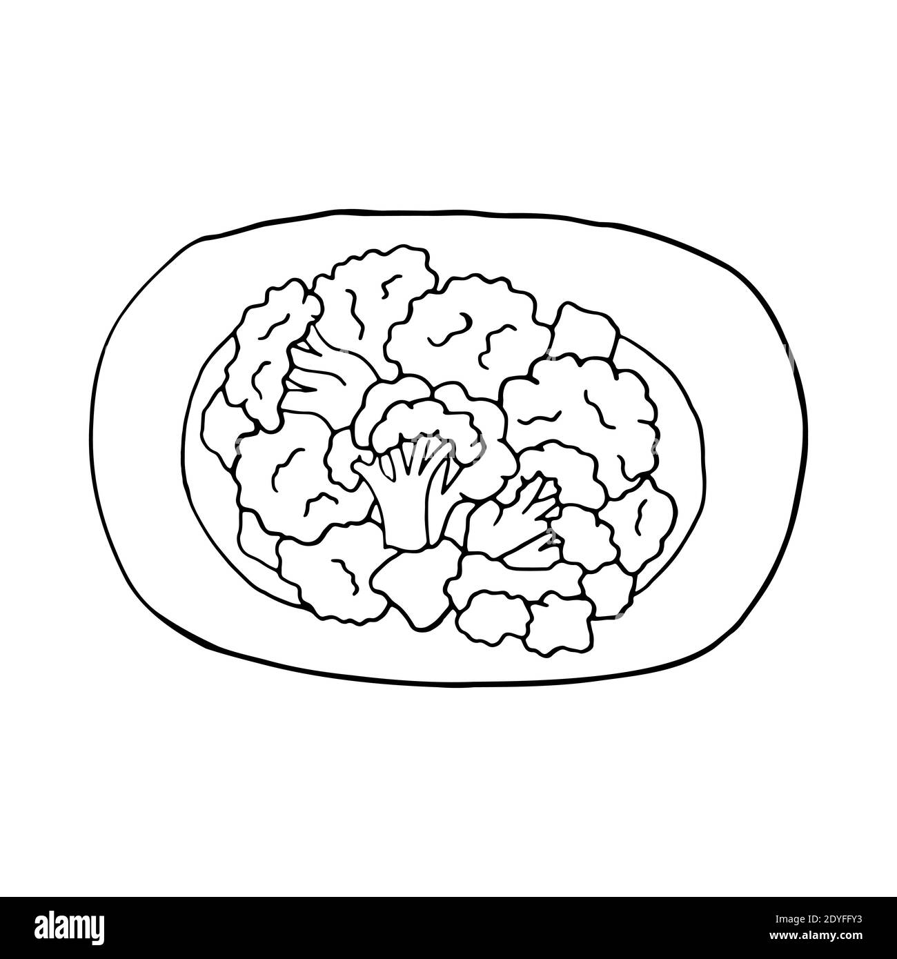 Vettore mano doodle disegnata aloo gobi. Piatto di cucina indiana. Progettare un elemento di schizzo per menu cafè, ristorante, etichetta e imballaggio. Illustrazione su un bianco Illustrazione Vettoriale