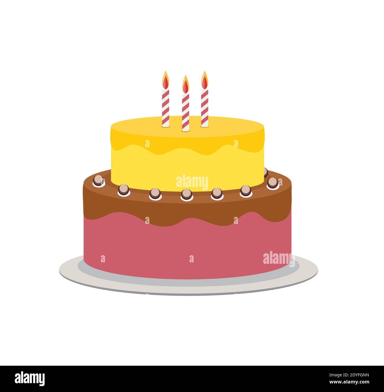 Torta di compleanno icona piatta per il tuo design, illustrazione vettoriale EPS10 Illustrazione Vettoriale