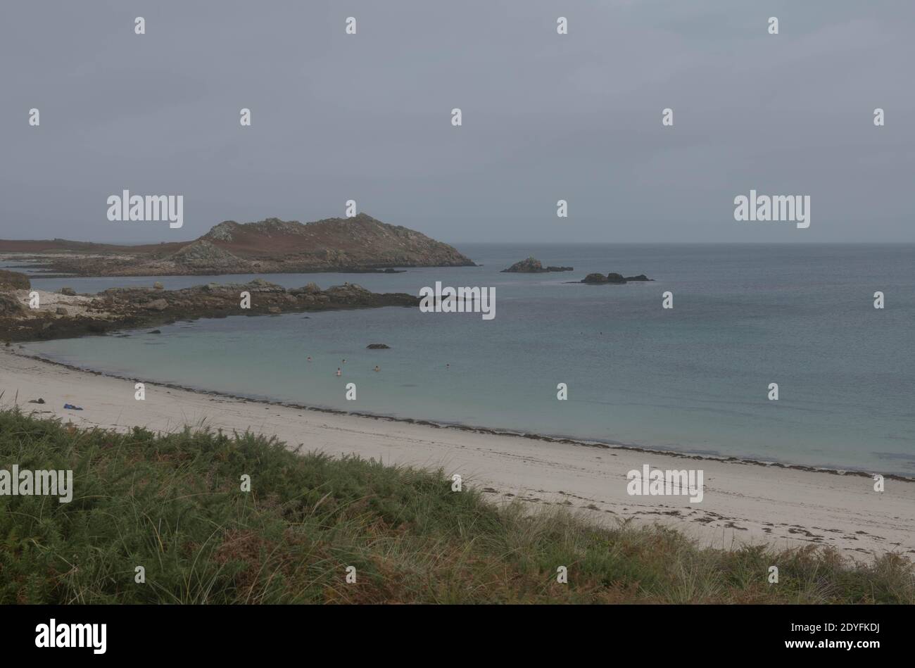Spiaggia di sabbia di Great Bay sull'isola di St Martin's nelle isole di Scilly, Inghilterra, Regno Unito Foto Stock