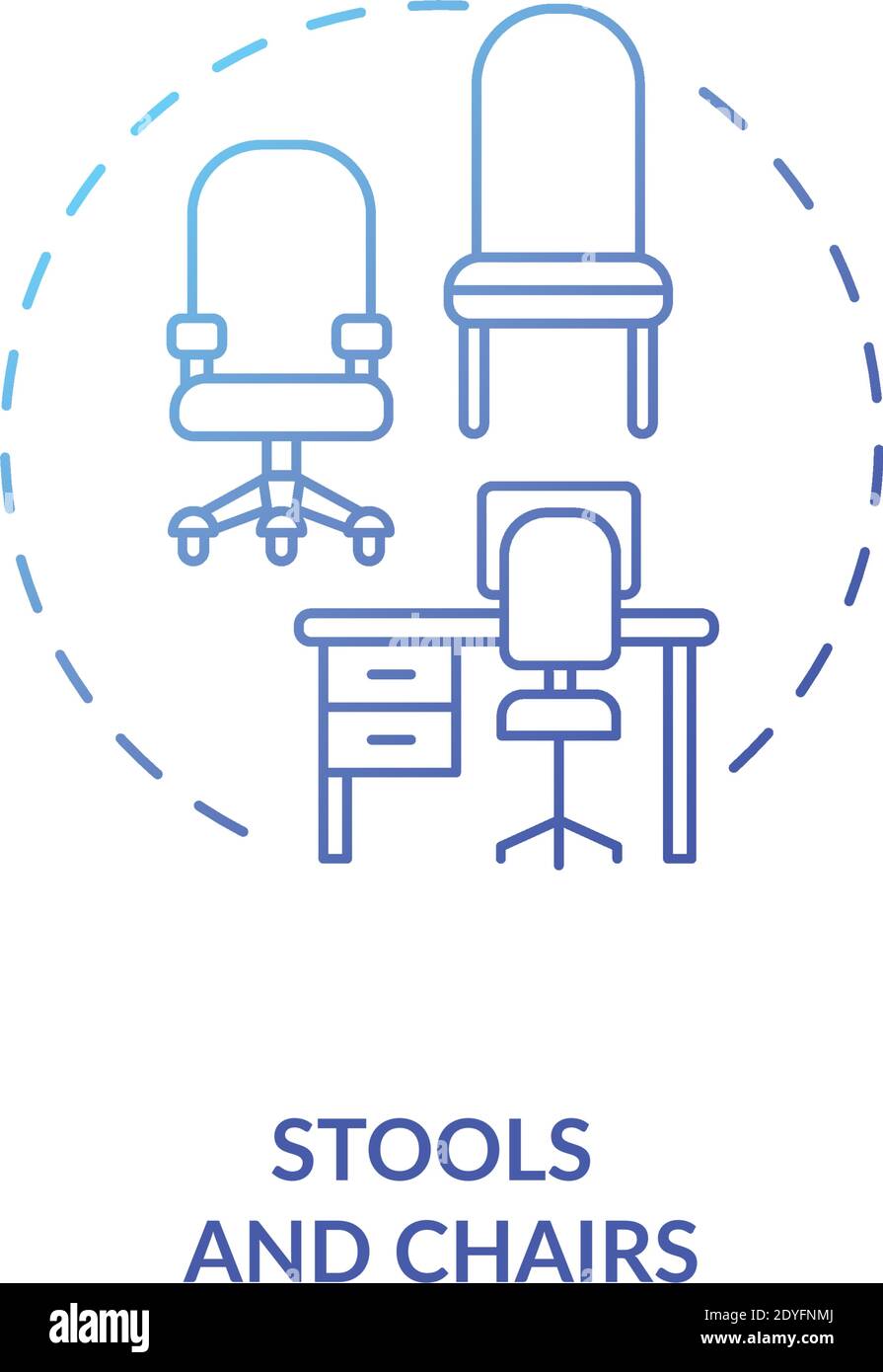Icona concetto sgabelli e sedie Illustrazione Vettoriale