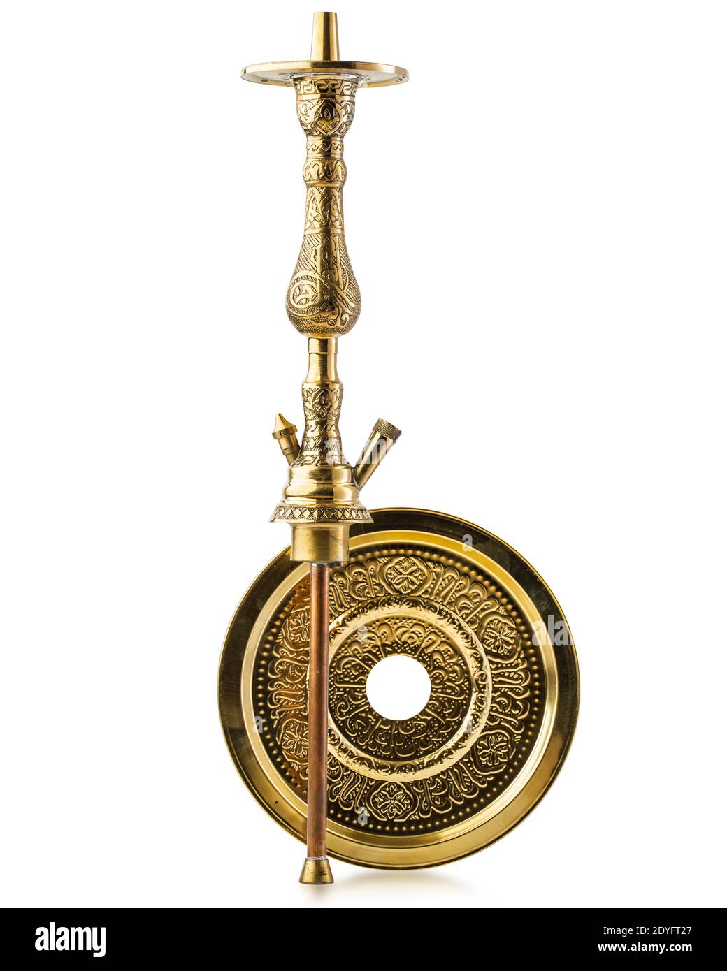 tubo dell'acqua dorato isolato senza ciotola e motivo sgranato Foto Stock