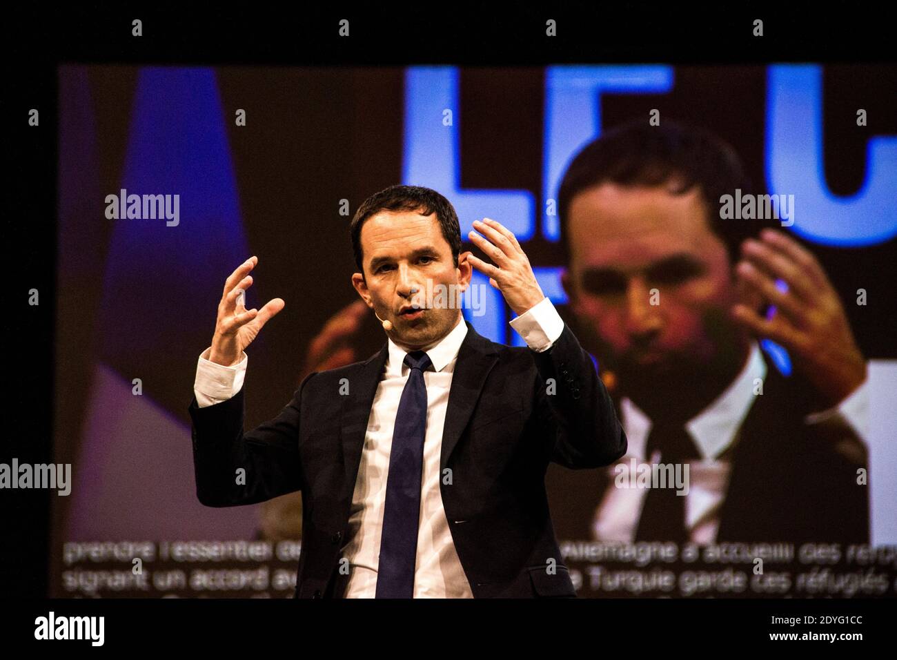 Incontro di Benoit Hamon a Rennes. Rennes, come parte della sua campagna per le elezioni presidenziali del 2017, Benoit HAMON, candidato del Partito Socialista Foto Stock