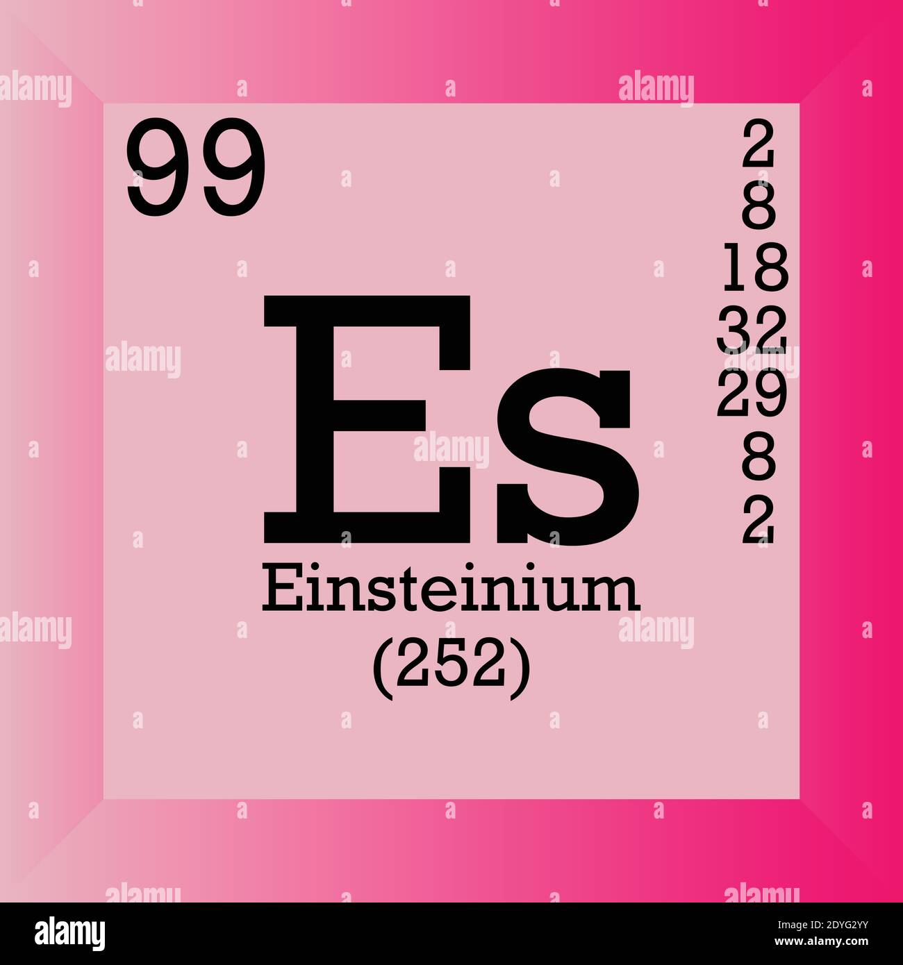 Es Einsteinium Chemical Element Tavola periodica. Illustrazione vettoriale singolo, icona elemento con massa molare, numero atomico e conn. Elettronico Illustrazione Vettoriale