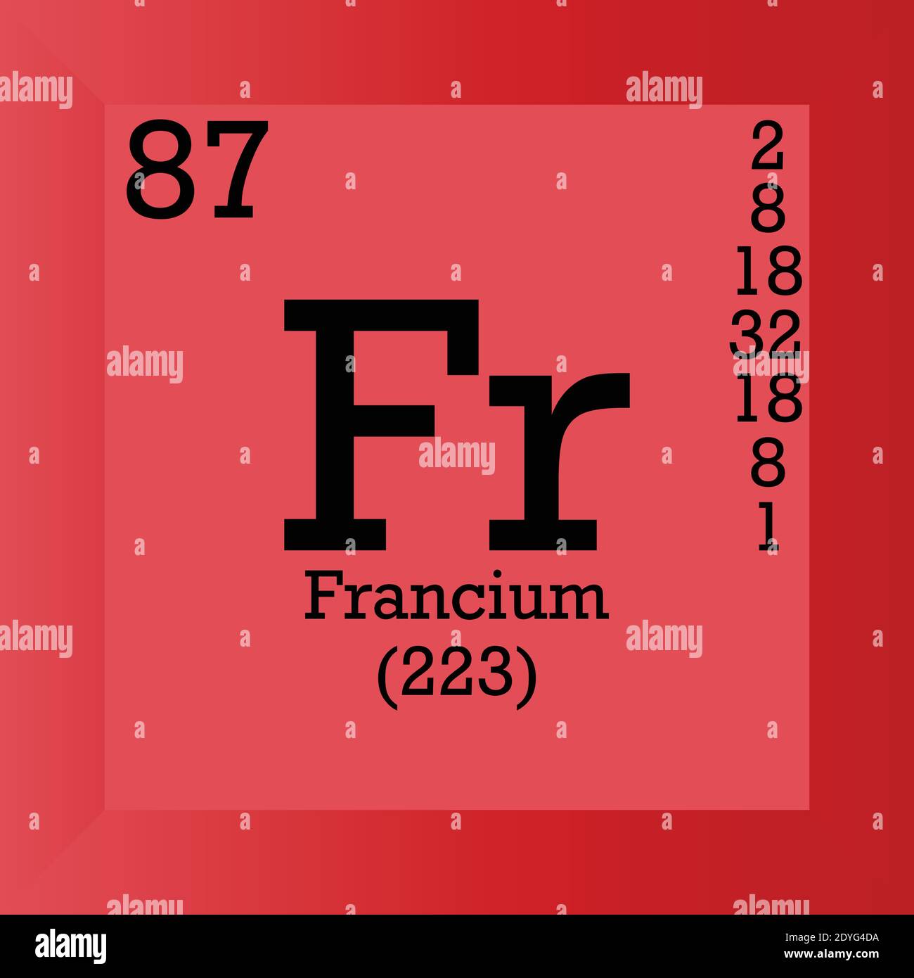 X Tabella periodica elementi chimici. Illustrazione vettoriale singolo, icona elemento con massa molare, numero atomico e conn. Elettronico Illustrazione Vettoriale