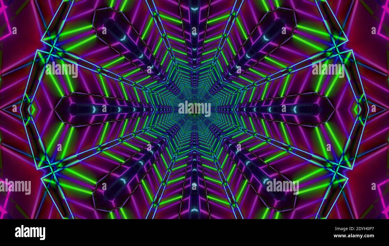 Radar verde stella neon 3d illustrazione sfondo disegno sfondo illustrazione Foto Stock