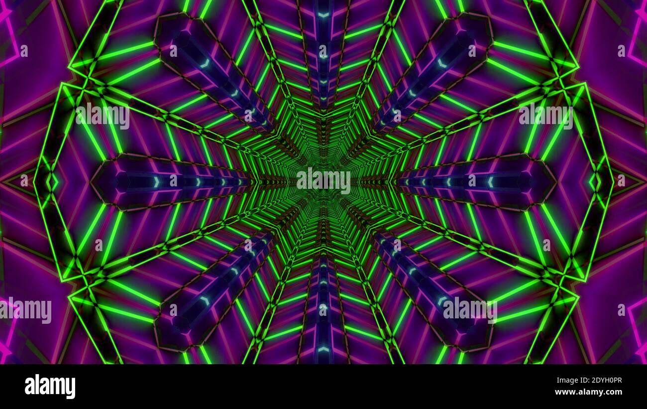 Radar verde stella neon 3d illustrazione sfondo disegno sfondo illustrazione Foto Stock