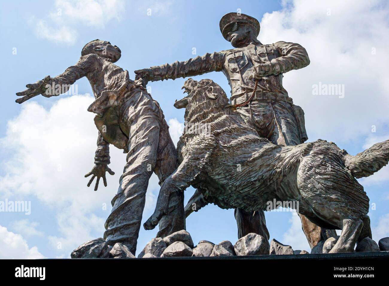 Birmingham Alabama, Kelly Ingram Park piedi soldati statua monumento, Storia Nera Civil diritti di movimento cane di polizia, Foto Stock