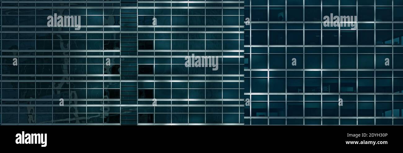 Moderno edificio di uffici con finestre di sfondo con ombre e luci punti Foto Stock