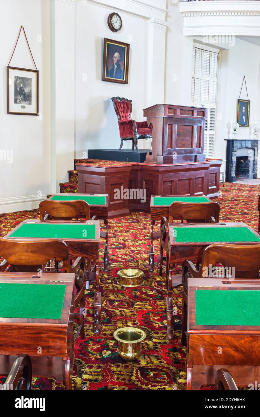 Alabama Montgomery state Capitol Building Senate Chamber Spittoon, interno, Foto Stock