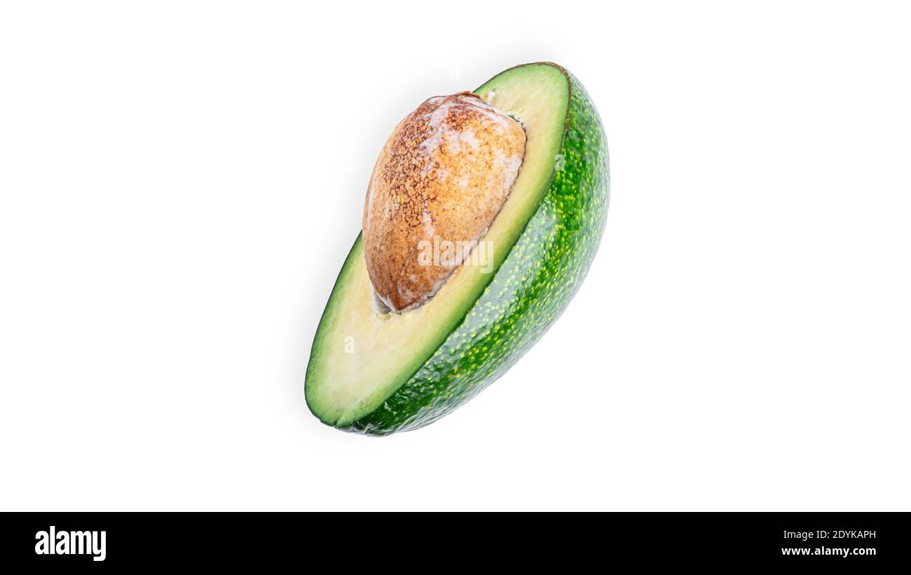 Avocado a metà su sfondo bianco. Foto di alta qualità Foto Stock