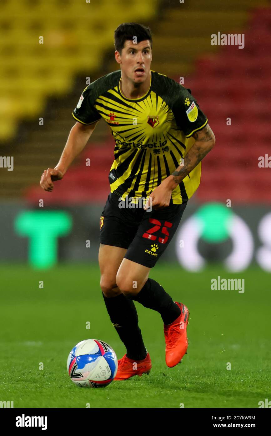 Vicarage Road, Watford, Hertfordshire, Regno Unito. 26 Dicembre 2020. Campionato di calcio della Lega inglese, Watford contro Norwich City; Stipe Perica di Watford Credit: Action Plus Sports/Alamy Live News Foto Stock