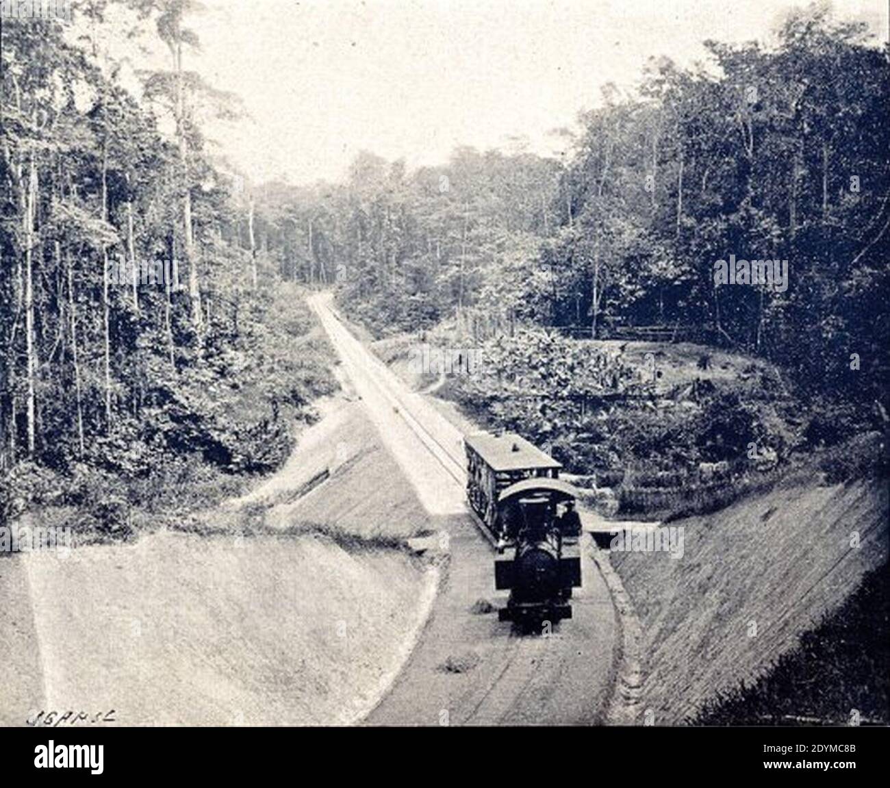 La tranchee du Camp du Tigre. Chemin de fer Saint-Laurent a Saint-Jean-du-Maroni (Amministrazione penitenziaire). Foto Stock