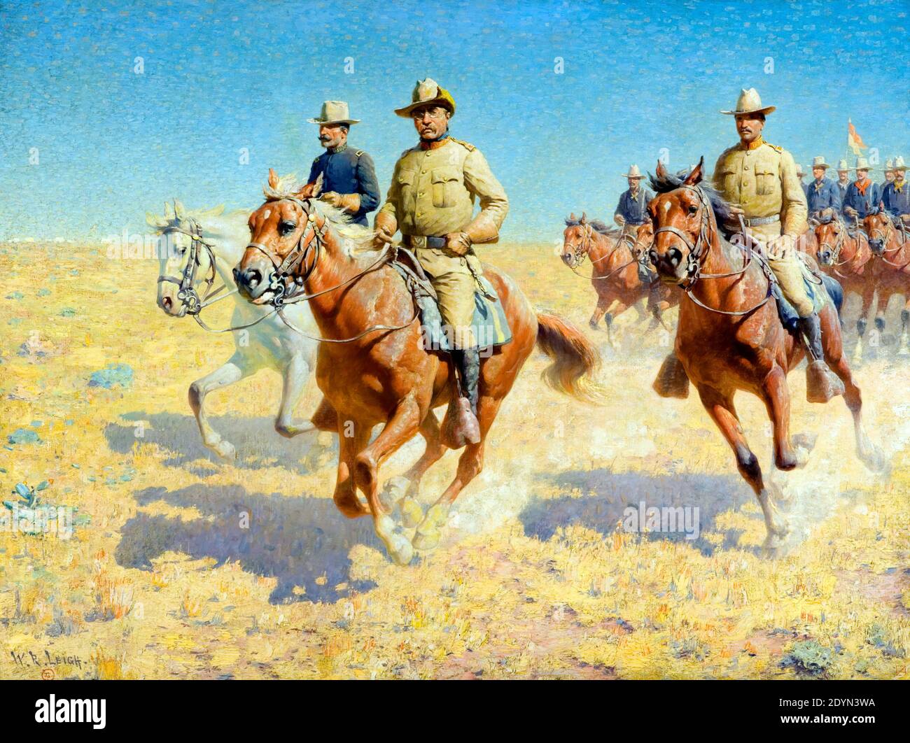 Theodore Roosevelt e i Rough Riders William Robinson Leighton Foto Stock