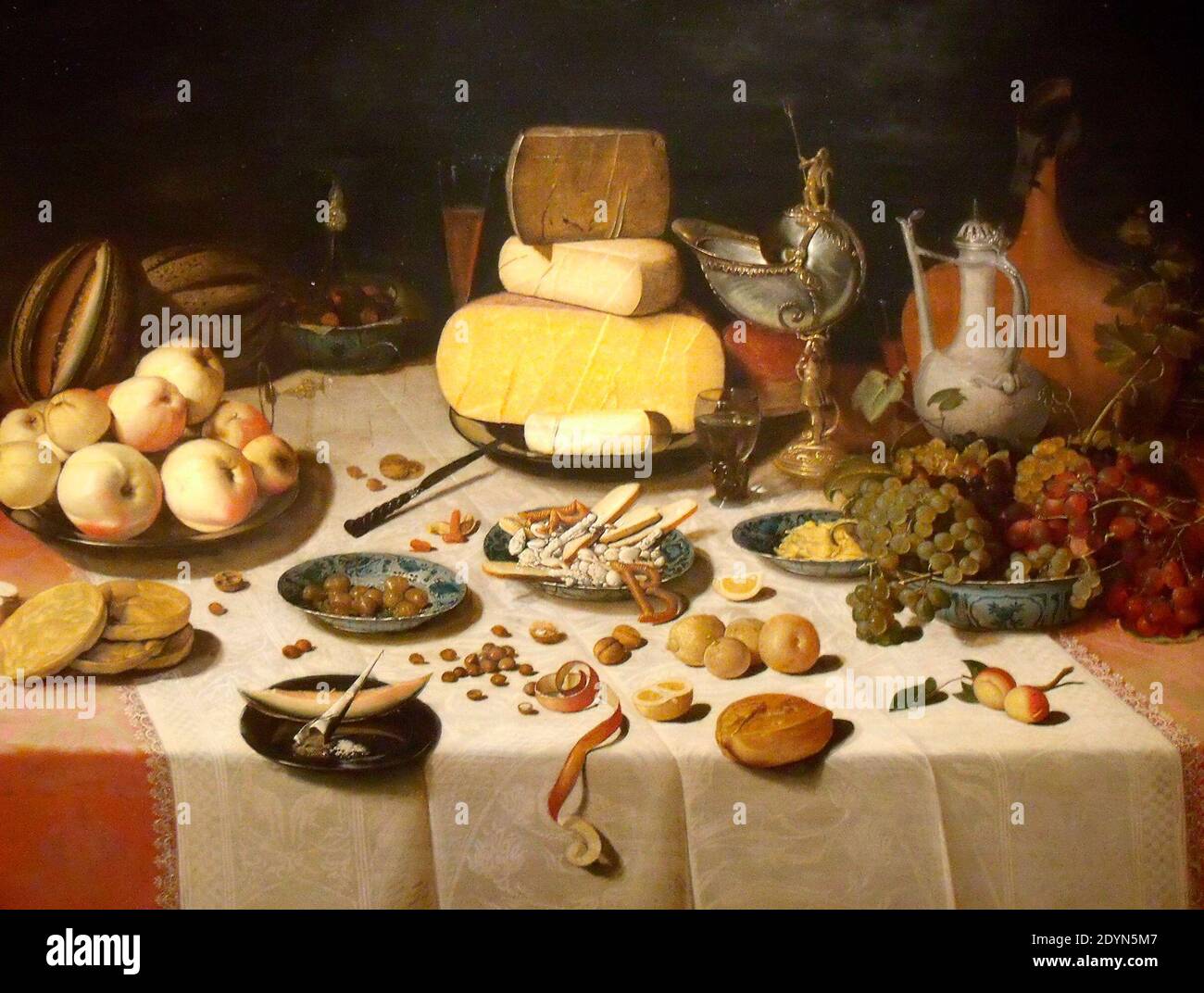 Banchetto olandese con formaggio, pane, noci e frutta - Floris van Dyck, 1622 Foto Stock
