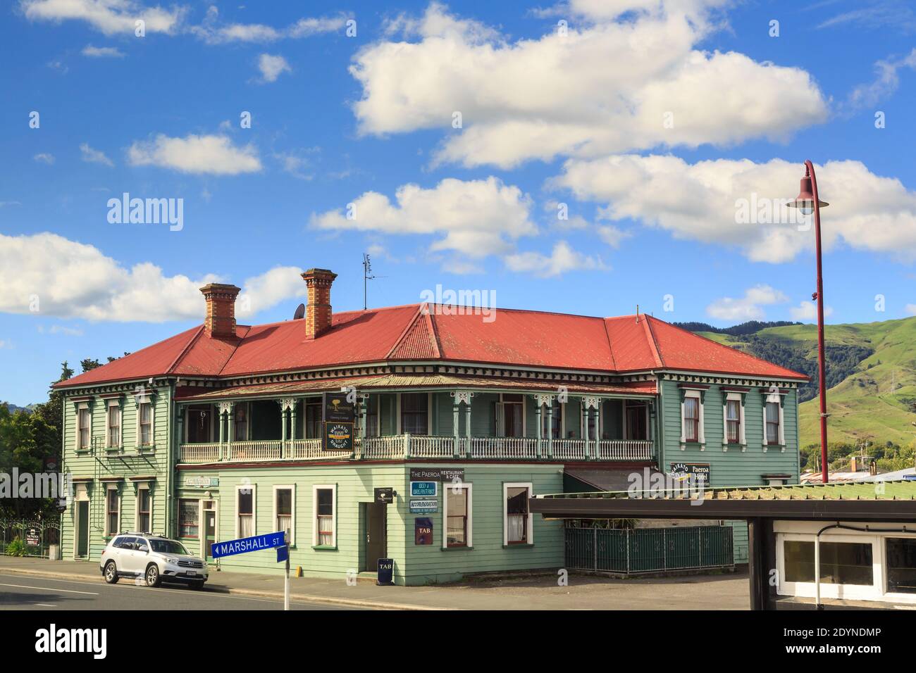 Lo storico Hotel Paeroa a Paeroa, Nuova Zelanda, costruito nel 1890 Foto Stock