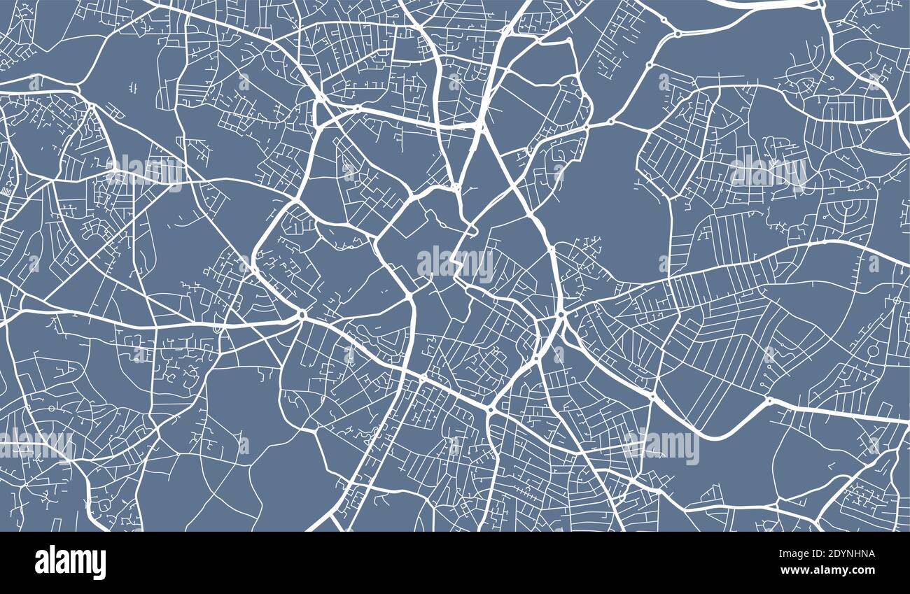 Mappa vettoriale di Birmingham, Regno Unito, Regno Unito. Illustrazione del poster della mappa stradale. Birmingham map art. Illustrazione Vettoriale