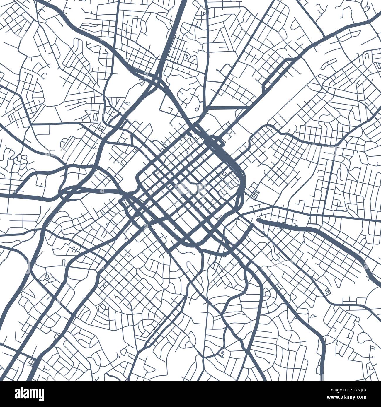 Mappa dettagliata dell'area amministrativa della città di Charlotte. Illustrazione vettoriale priva di royalty. Panorama cittadino. Mappa turistica grafica decorativa di Charlotte Illustrazione Vettoriale