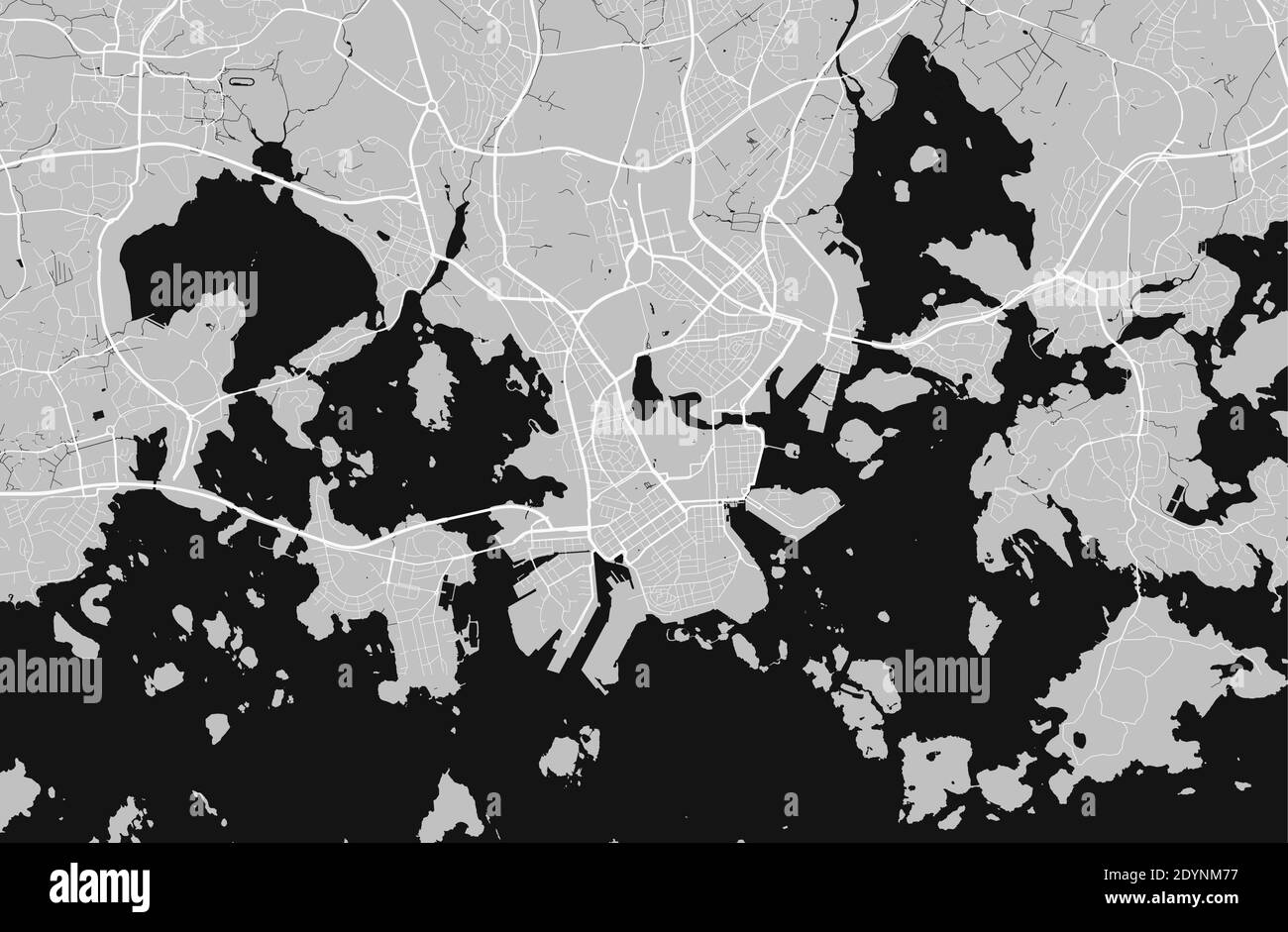 Mappa urbana di Helsinki. Illustrazione vettoriale, poster della mappa di Helsinki. Illustrazione Vettoriale