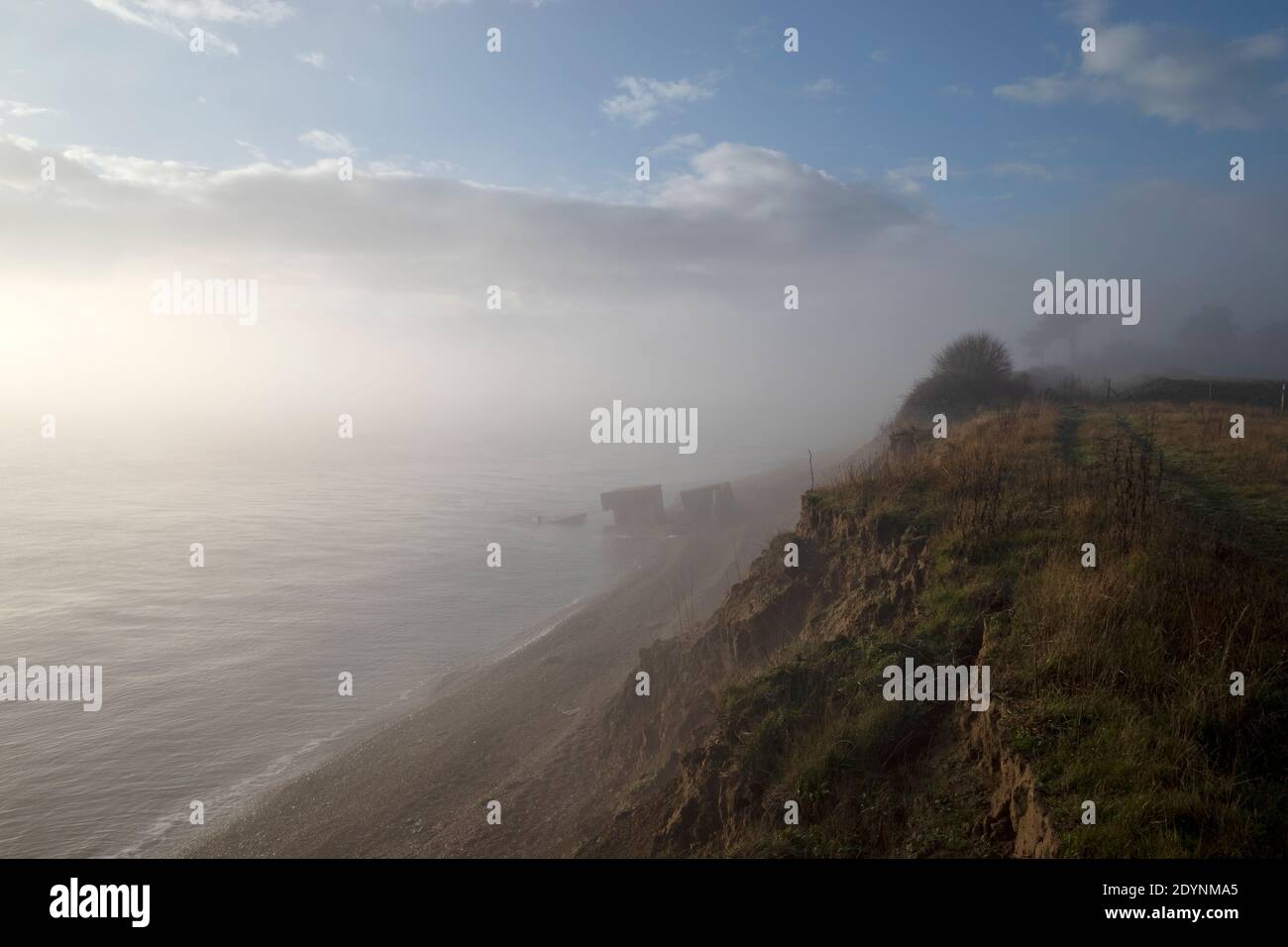 Meteo nebbia costa del Mare del Nord Bawdsey Suffolk UK Foto Stock