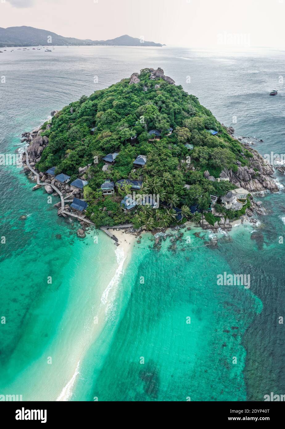 Vista aerea di Koh Nang Yuan, a Koh Tao, provincia di Samui, Thailandia, sud-est asiatico Foto Stock